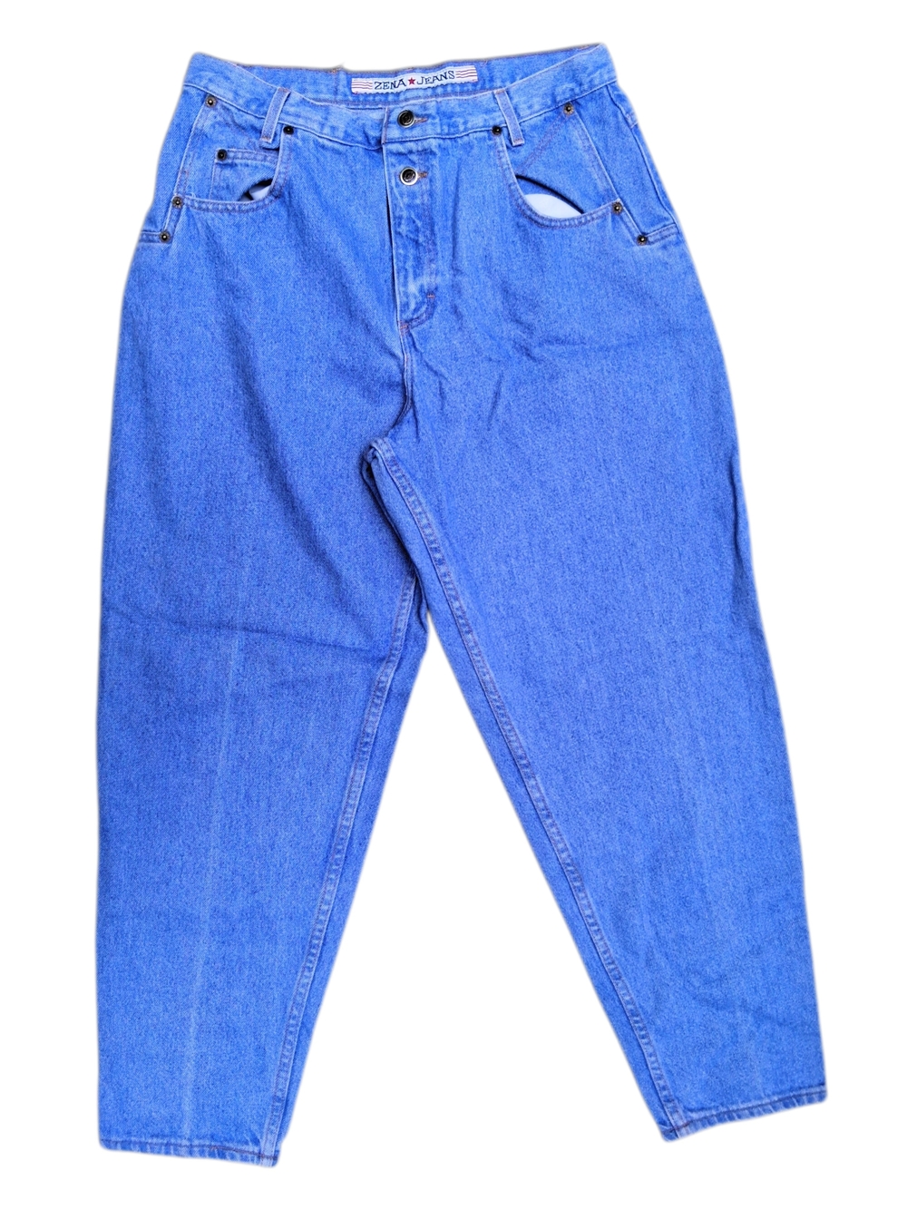 Zena Jeans Light Blue High-Waist Denim Jeans Modern Size 14 Tag Says 18